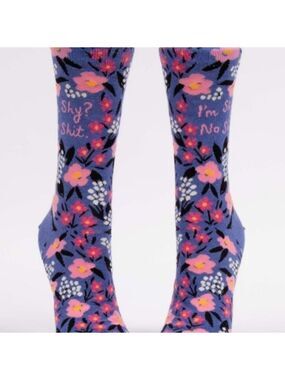 Socks--𝅺I'm Shy? No Sh*t! W crew socks--Blue Q